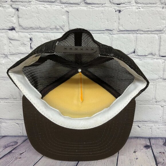 Vintage Hat Cap Snapback Yellow Brown Trucker Mesh Up with Battle Creek One Size - Picture 5 of 7